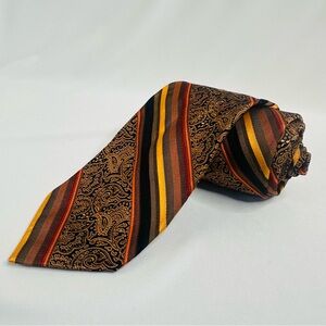 Louis Dell'Olio Men's Designer Paisley Repp 100% Silk Striped Necktie Italy